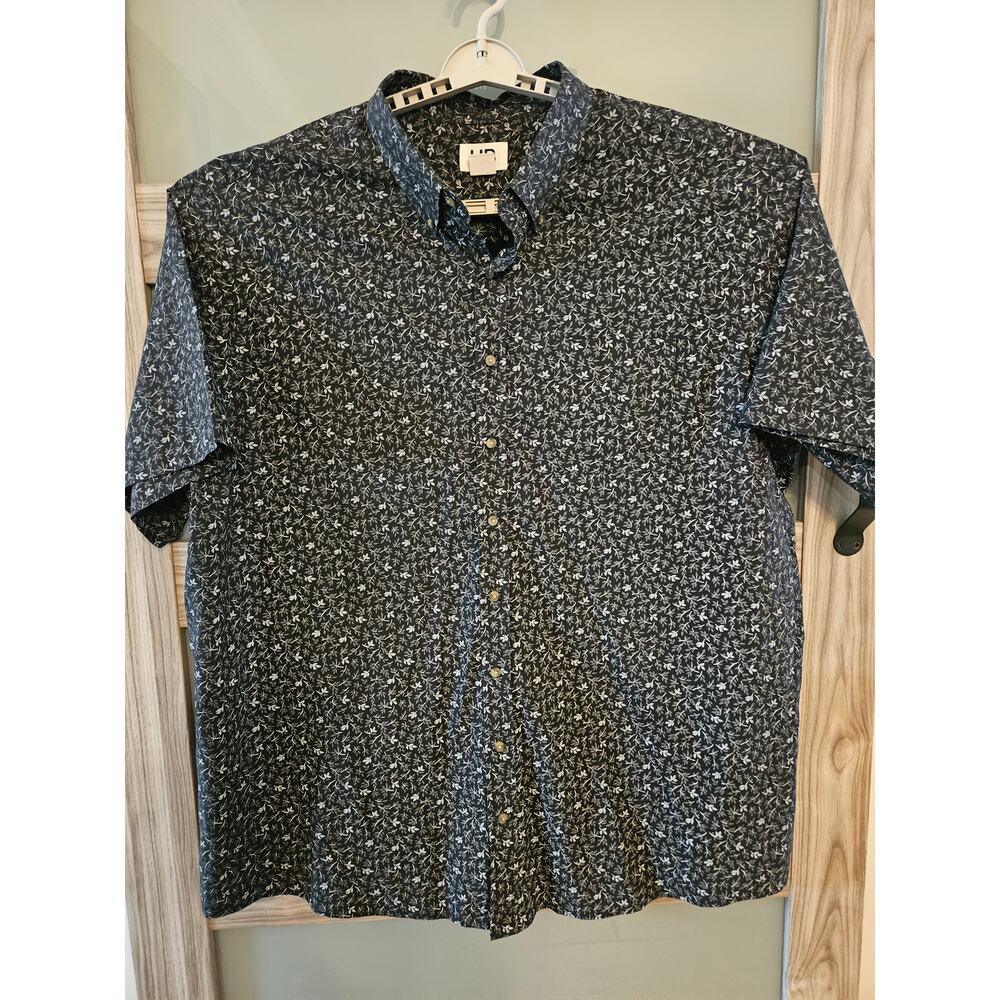 3XLT Tall Black White Camp Shirt Like New by HB Cotton Poly Comfy Soft